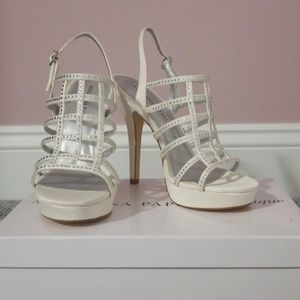 Adriana Papell Cristal Ivory Satin NIB High Heel